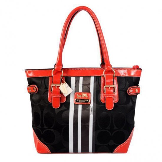 Coach In Signature Medium Black Totes BEW - Click Image to Close